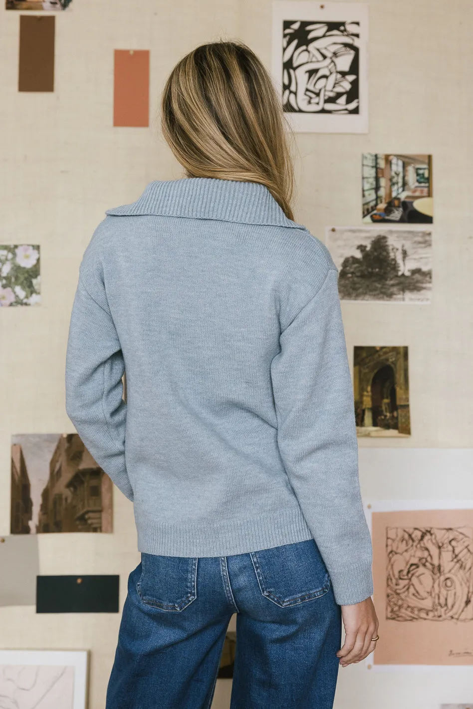 Violet Quarter Zip Sweater in Blue - FINAL SALE sold by bohme product image thumbnail 5