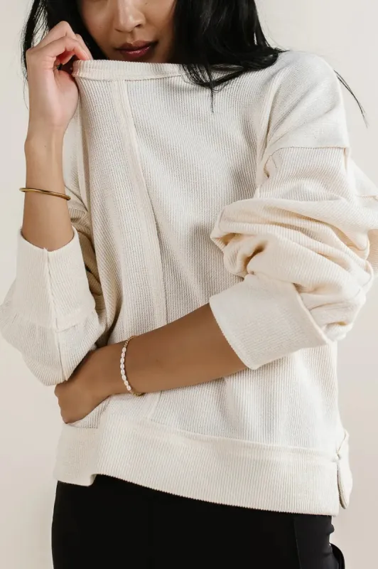 Mia Waffle Knit Top in Cream - FINAL SALE sold by bohme