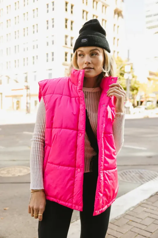 Caelan Puffer Vest in Pink - FINAL SALE sold by bohme