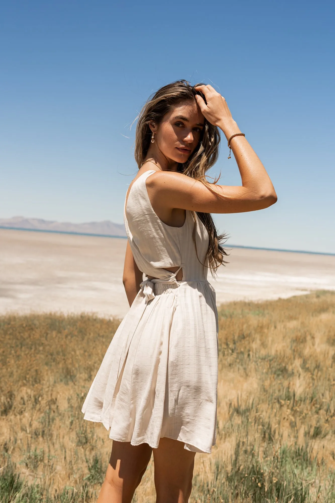 Waverly Mini Dress in Natural - FINAL SALE sold by bohme