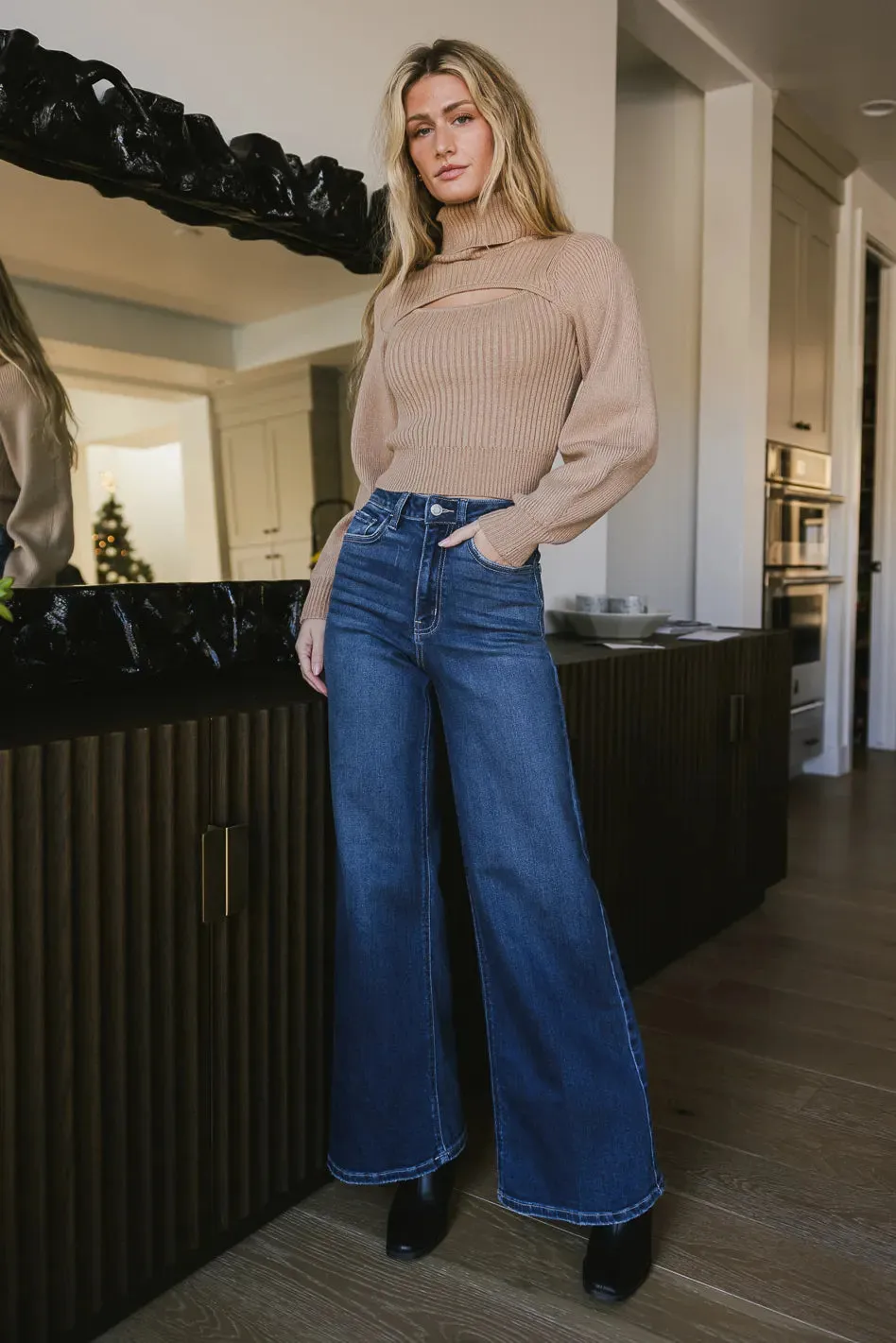 Cut Out Turtleneck Sweater in Tan - FINAL SALE sold by bohme product image thumbnail 4