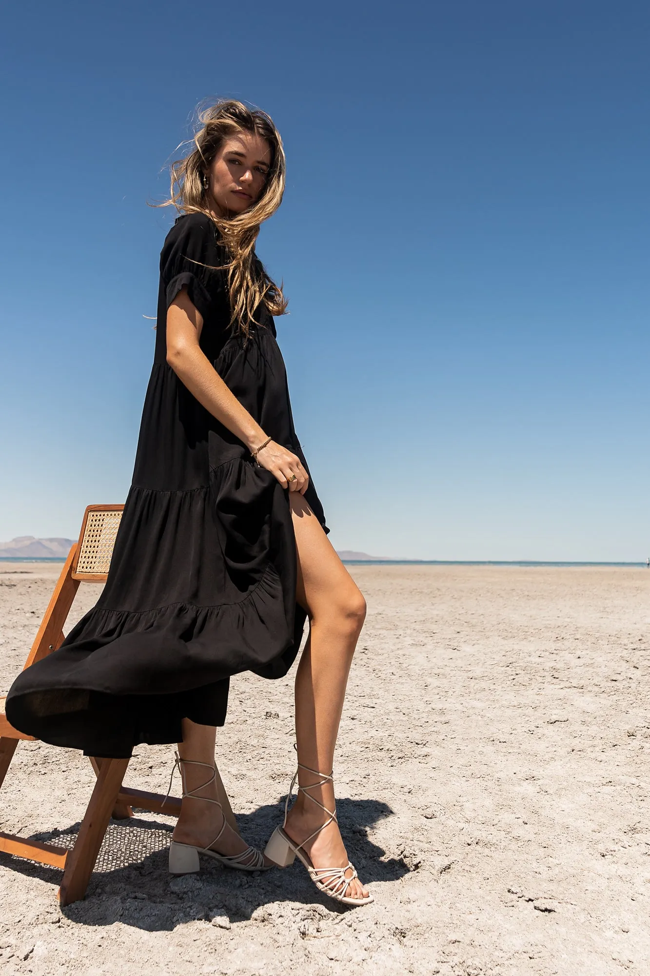 Amanda Tiered Dress in Black - FINAL SALE sold by bohme product image thumbnail 3