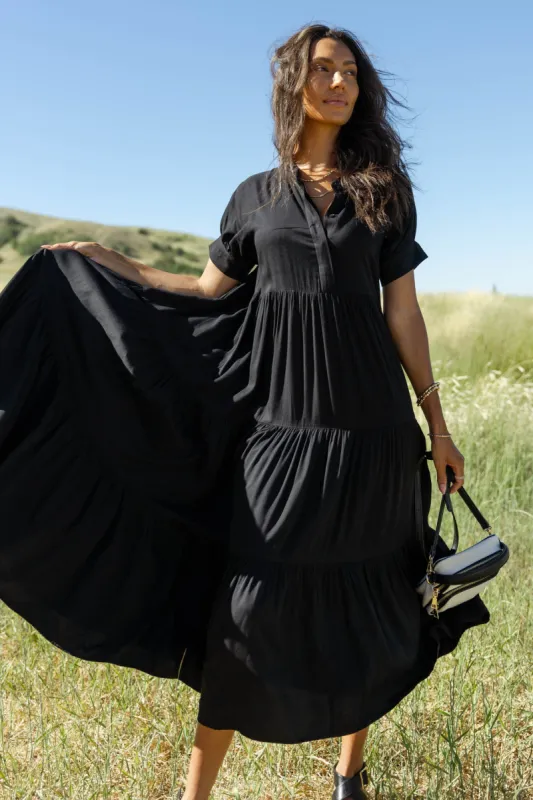 Amanda Tiered Dress in Black - FINAL SALE sold by bohme
