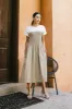 Florence Smocked Midi Dress in Taupe - FINAL SALE sold by bohme