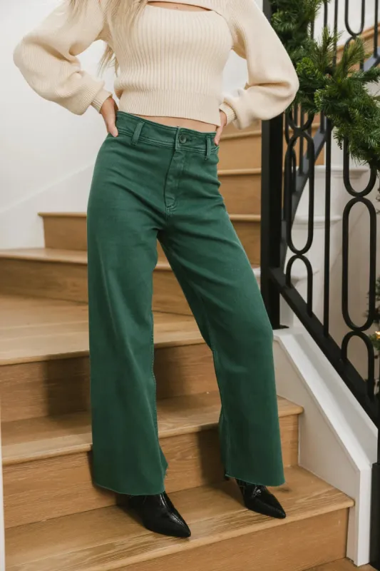 Darian Wide Leg Jeans in Green - FINAL SALE sold by bohme
