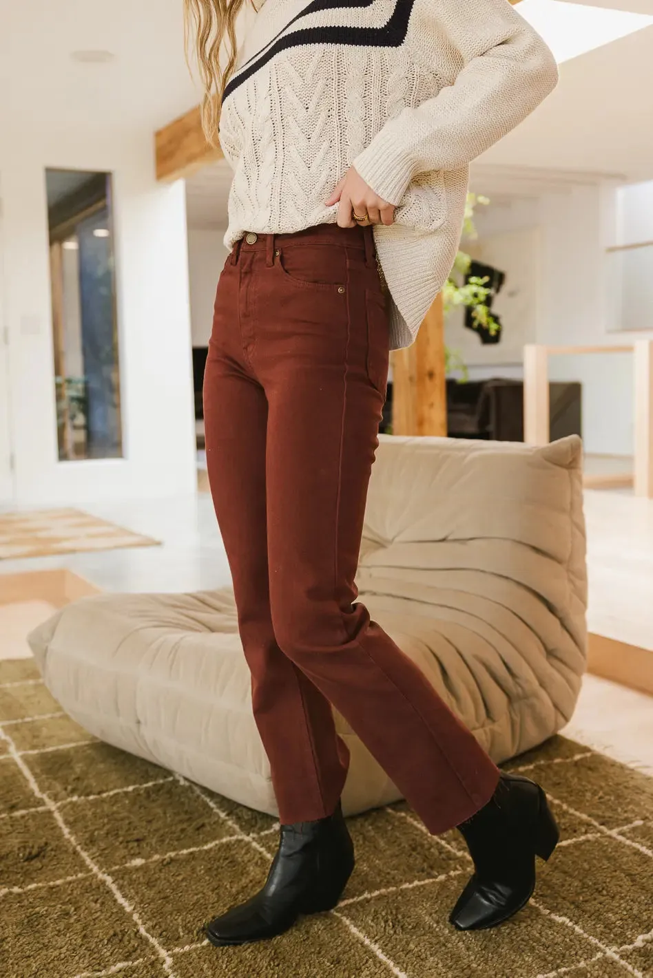 Amara Straight Leg Jeans in Burgundy - FINAL SALE sold by bohme product image thumbnail 4