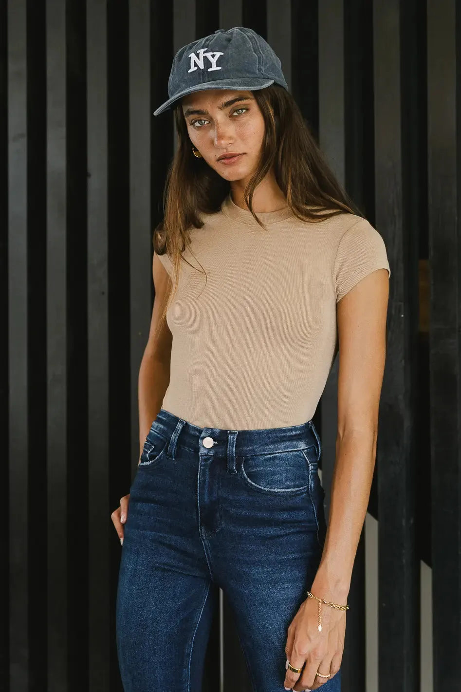 Holly Ribbed Bodysuit in Tan - FINAL SALE sold by bohme