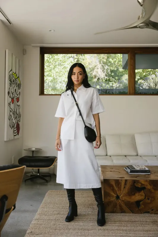 Mallory Textured Button Up in White - FINAL SALE sold by bohme