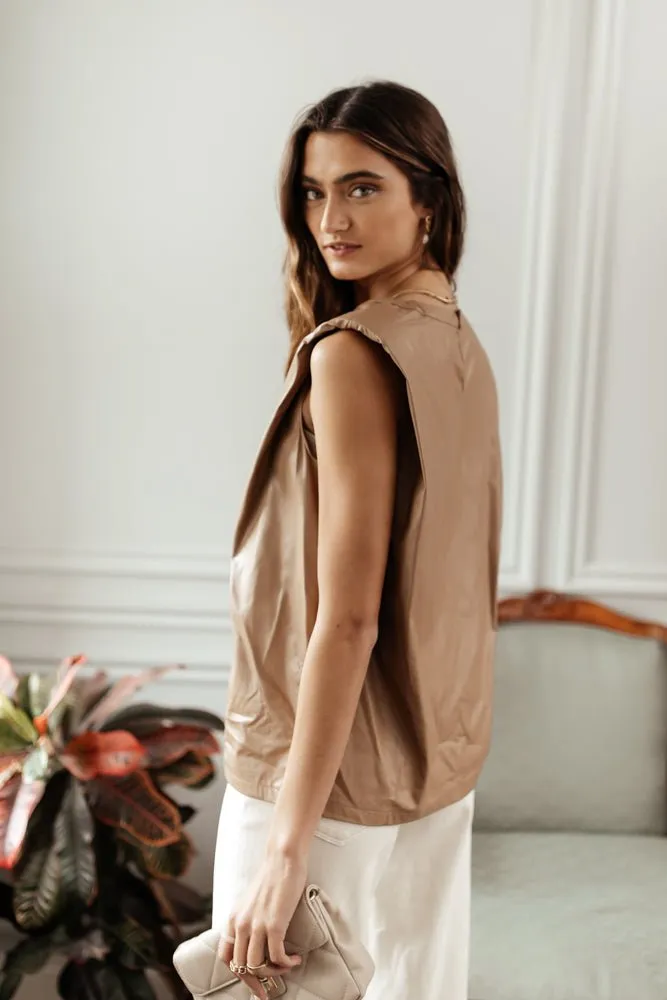 Mattias Vegan Leather Top in Tan - FINAL SALE sold by bohme product image thumbnail 5