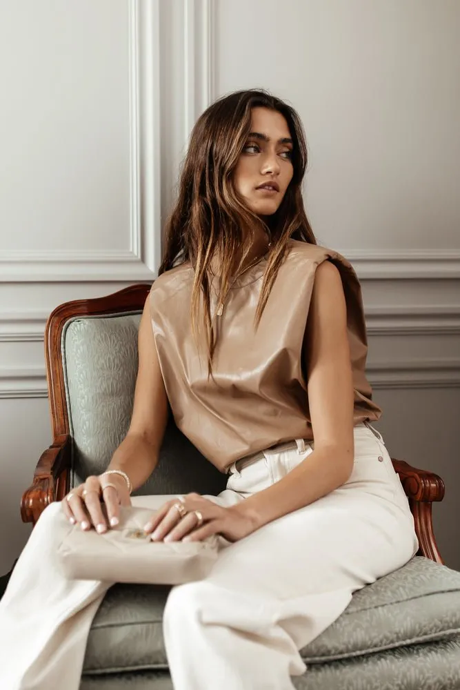 Mattias Vegan Leather Top in Tan - FINAL SALE sold by bohme
