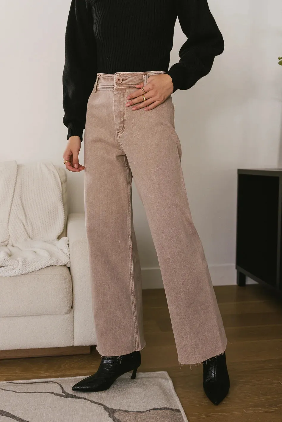 Darian Wide Leg Jeans in Washed Mauve - FINAL SALE sold by bohme product image thumbnail 2
