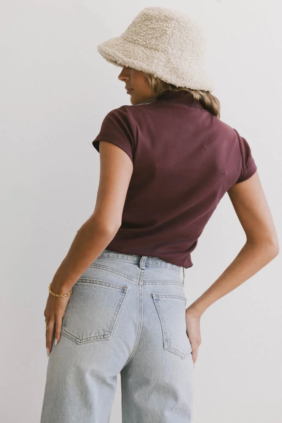 Marley Mock Neck Tee in Wine - FINAL SALE sold by bohme product image thumbnail 3