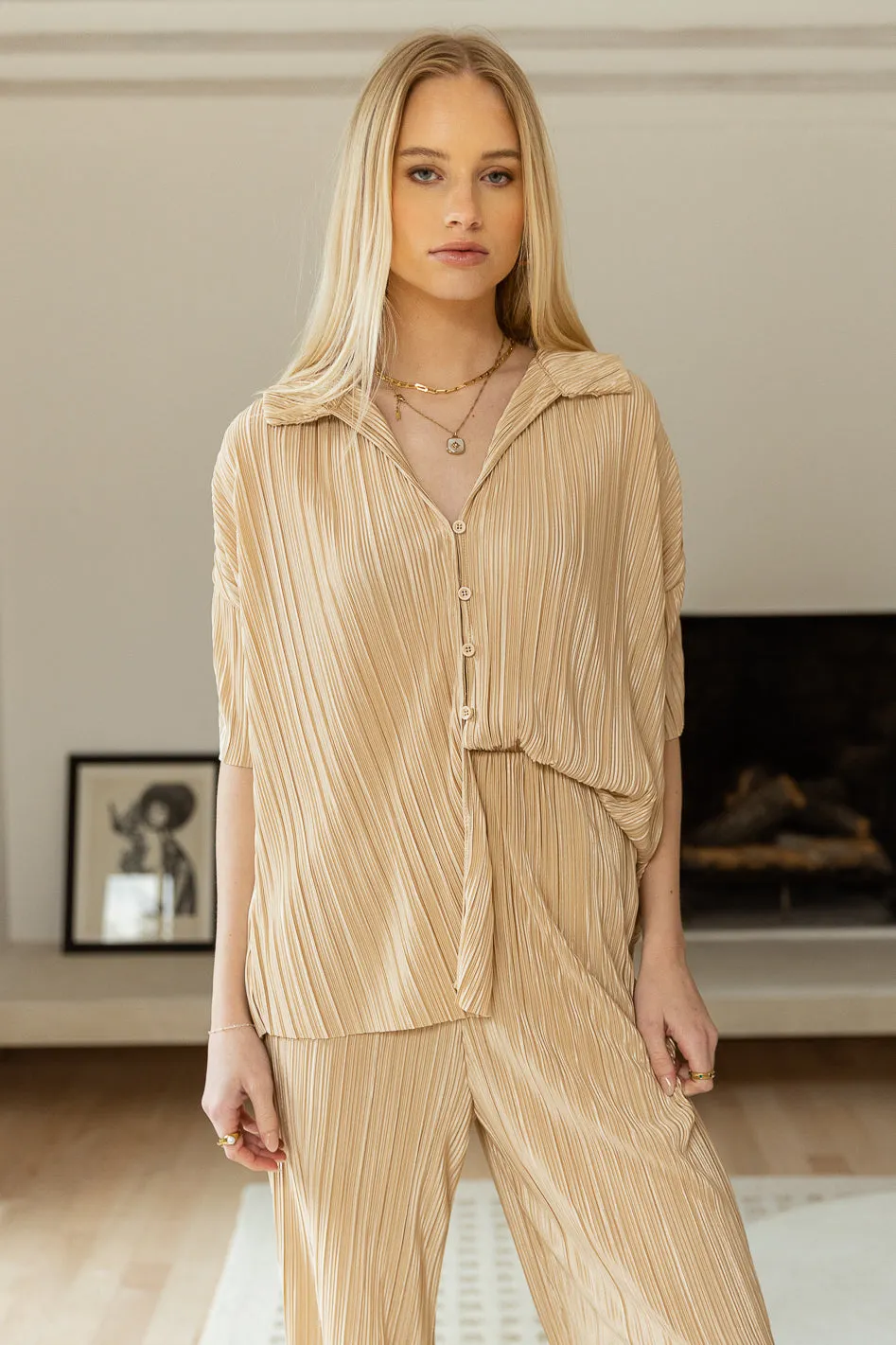 Clara Ribbed Top in Champagne - FINAL SALE sold by bohme product image thumbnail 3