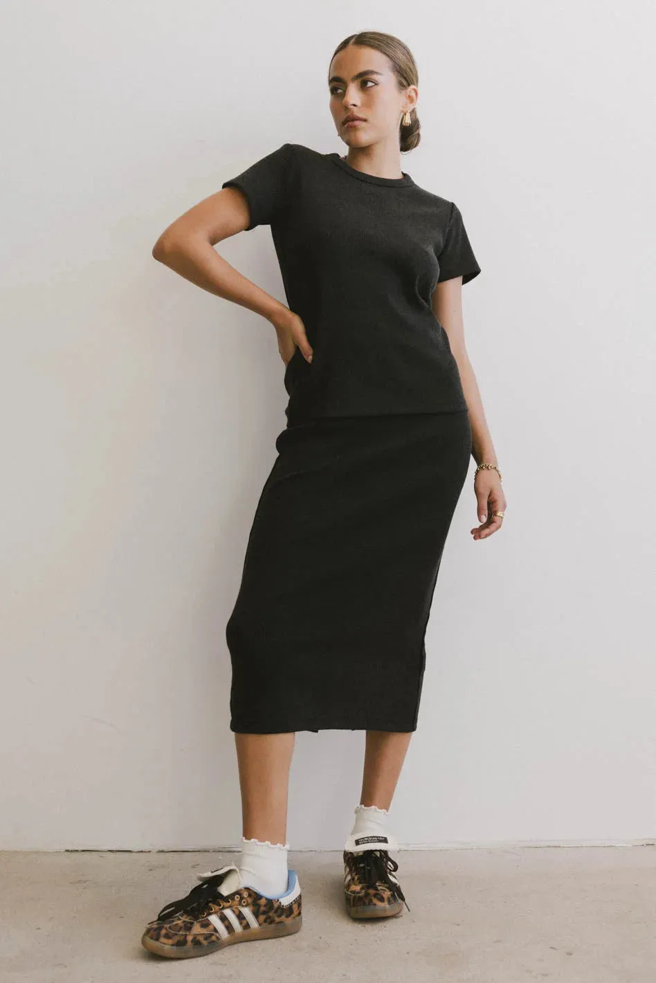 Calais Ribbed Skirt in Black - FINAL SALE sold by bohme