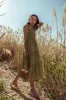 Rain Smocked Midi Dress in Green - FINAL SALE sold by bohme