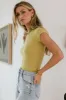 Asher Ribbed Top in Chartreuse - FINAL SALE sold by bohme