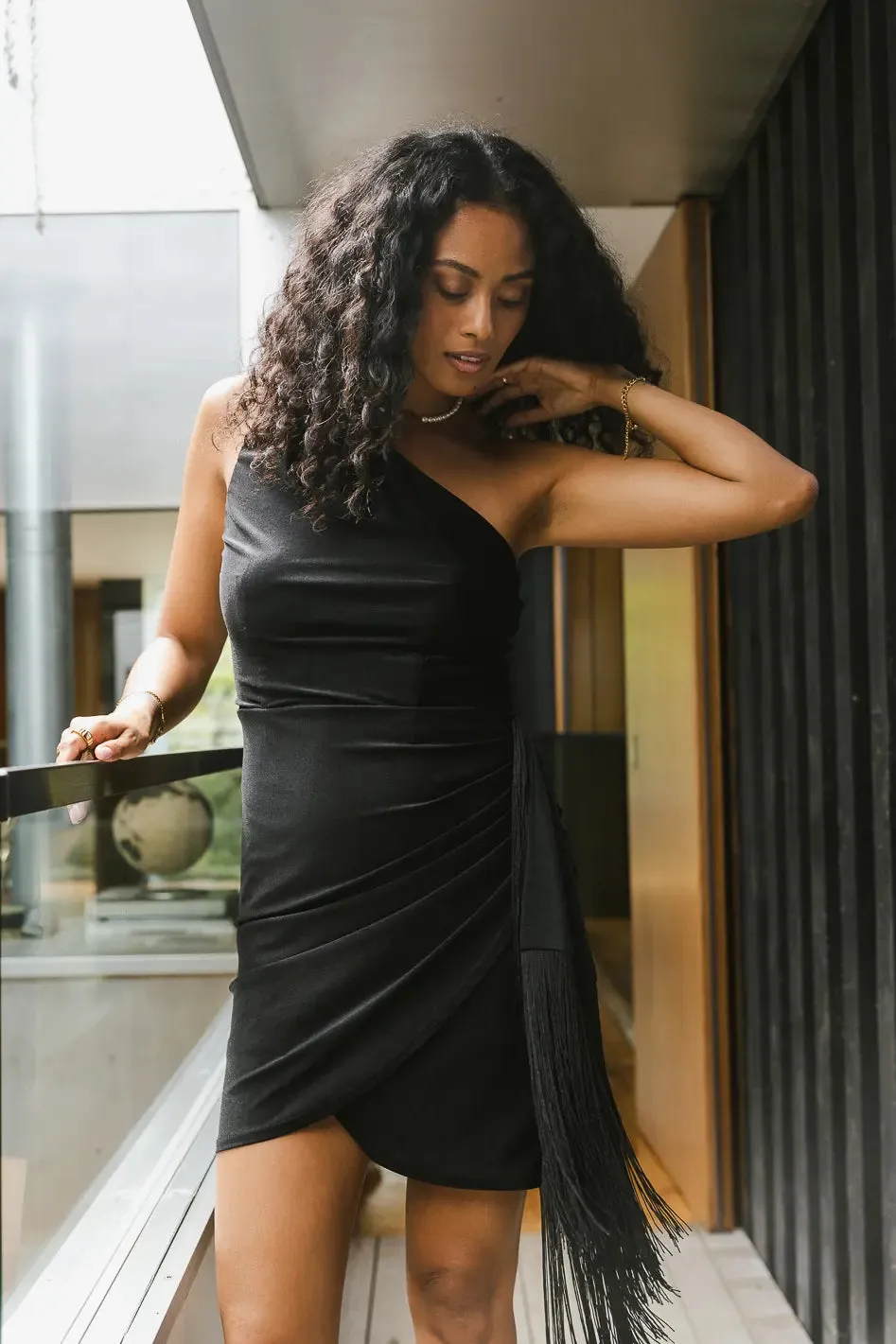 Audria Fringe Mini Dress in Black - FINAL SALE sold by bohme product image thumbnail 2