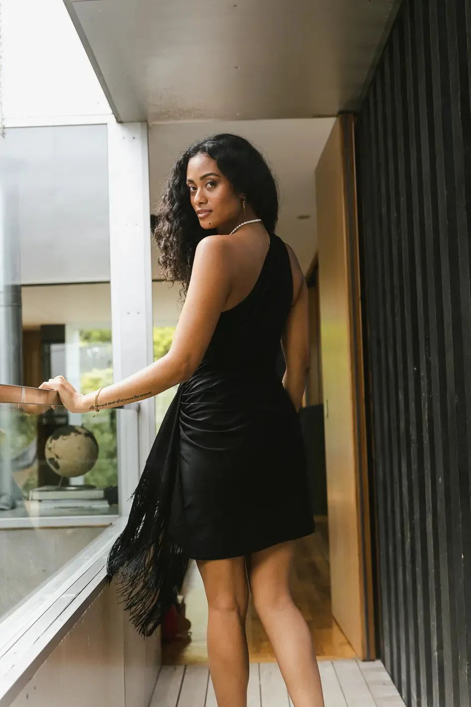 Audria Fringe Mini Dress in Black - FINAL SALE sold by bohme product image thumbnail 4