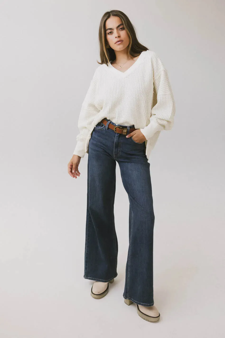 Ellis Waffle Knit Top in Cream - FINAL SALE sold by bohme product image thumbnail 3