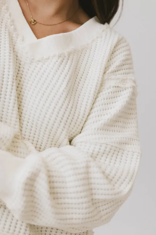 Ellis Waffle Knit Top in Cream - FINAL SALE sold by bohme
