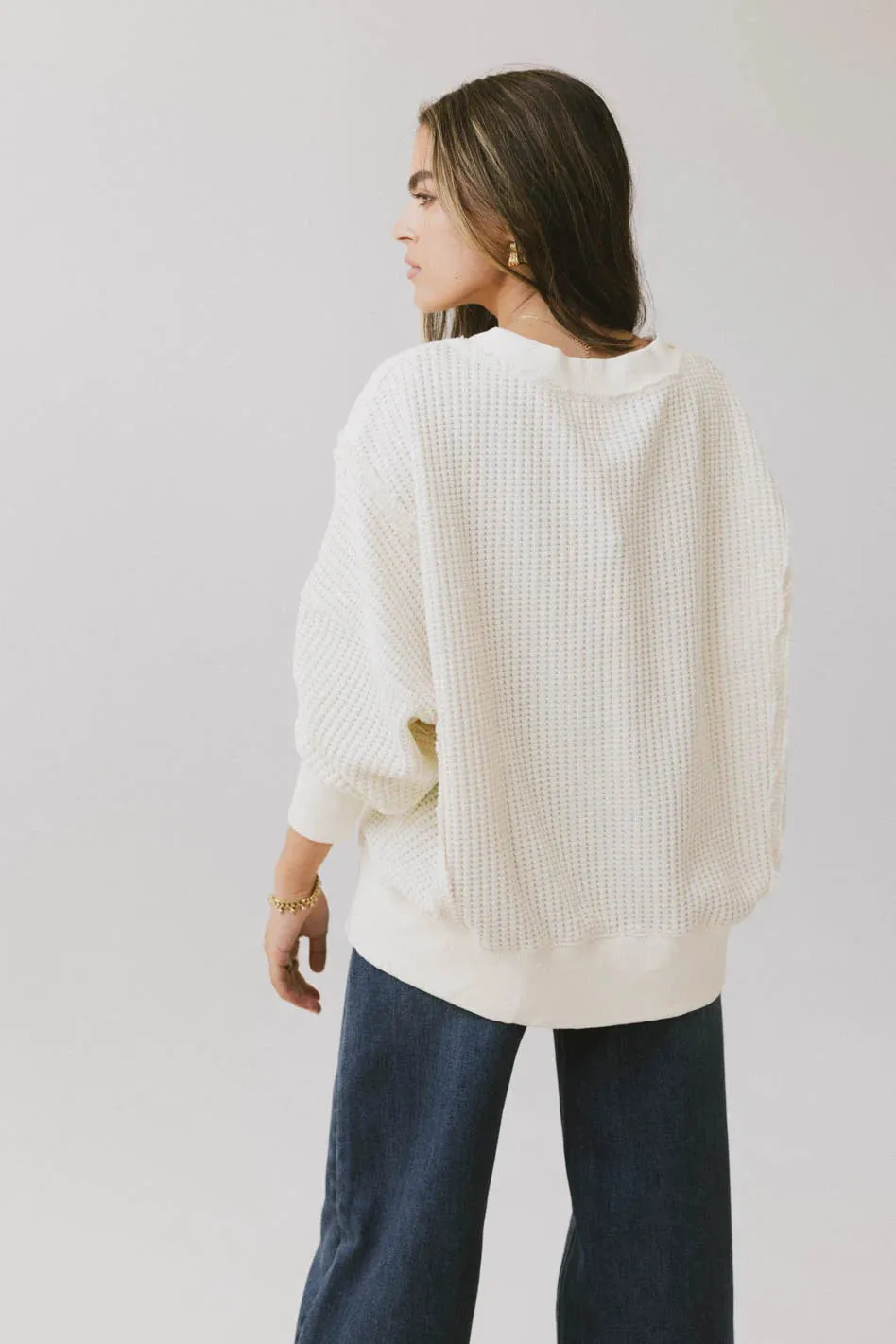 Ellis Waffle Knit Top in Cream - FINAL SALE sold by bohme product image thumbnail 5