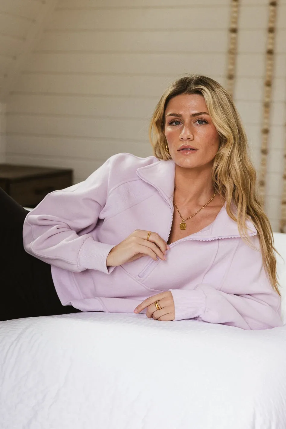 Alyssa Half Zip in Lavender - FINAL SALE sold by bohme product image thumbnail 4