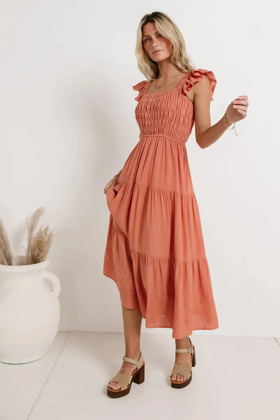 Maxton Midi Dress in Orange sold by bohme