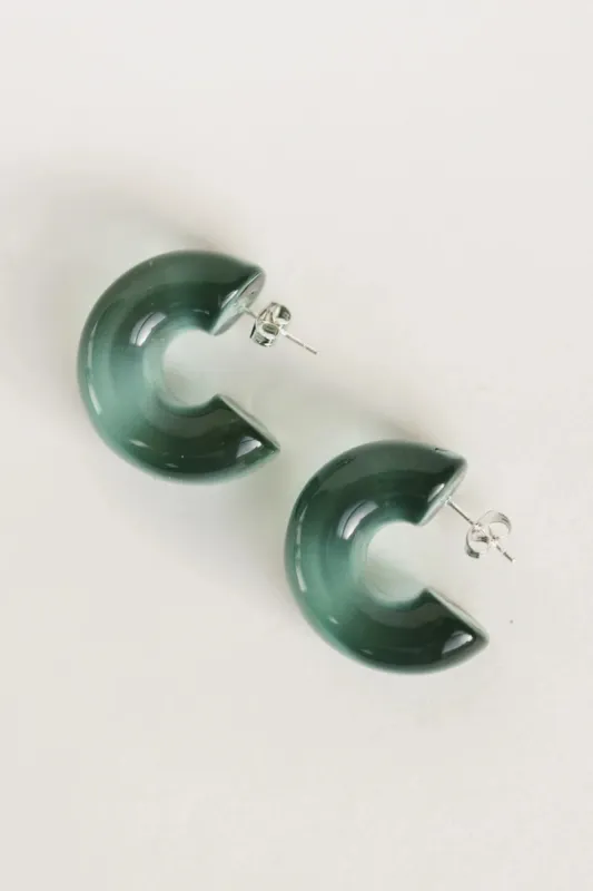 Niklaus Open Hoop Earrings in Teal - Tarnish Free - FINAL SALE sold by bohme