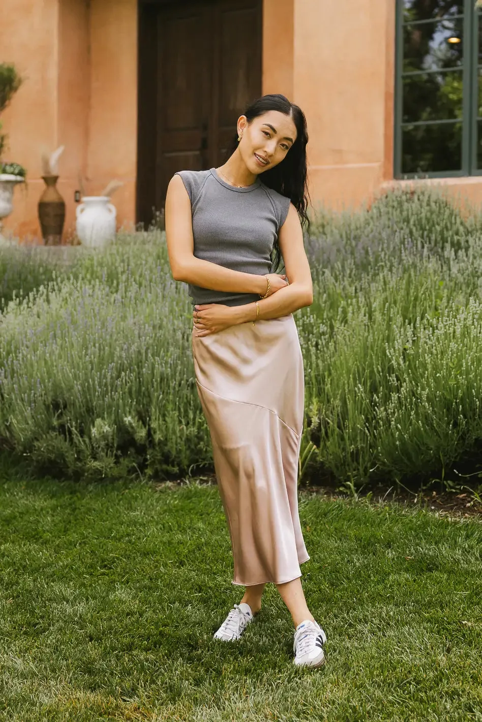 Zada Midi Skirt in Blush - FINAL SALE sold by bohme