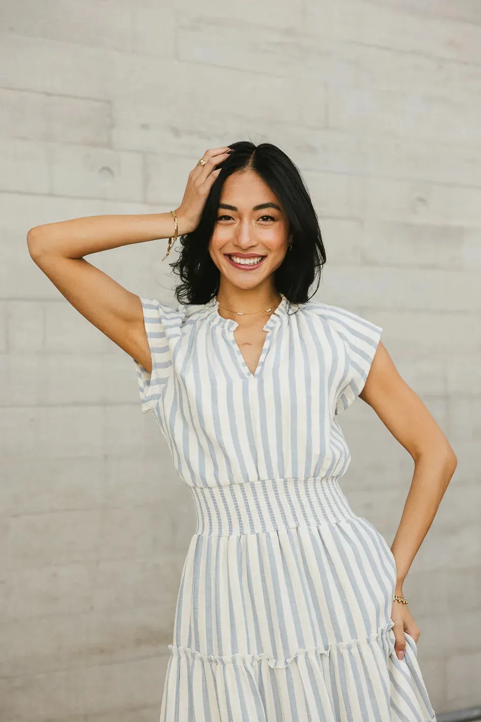 Claire Striped Maxi Dress in Blue - FINAL SALE sold by bohme product image thumbnail 4