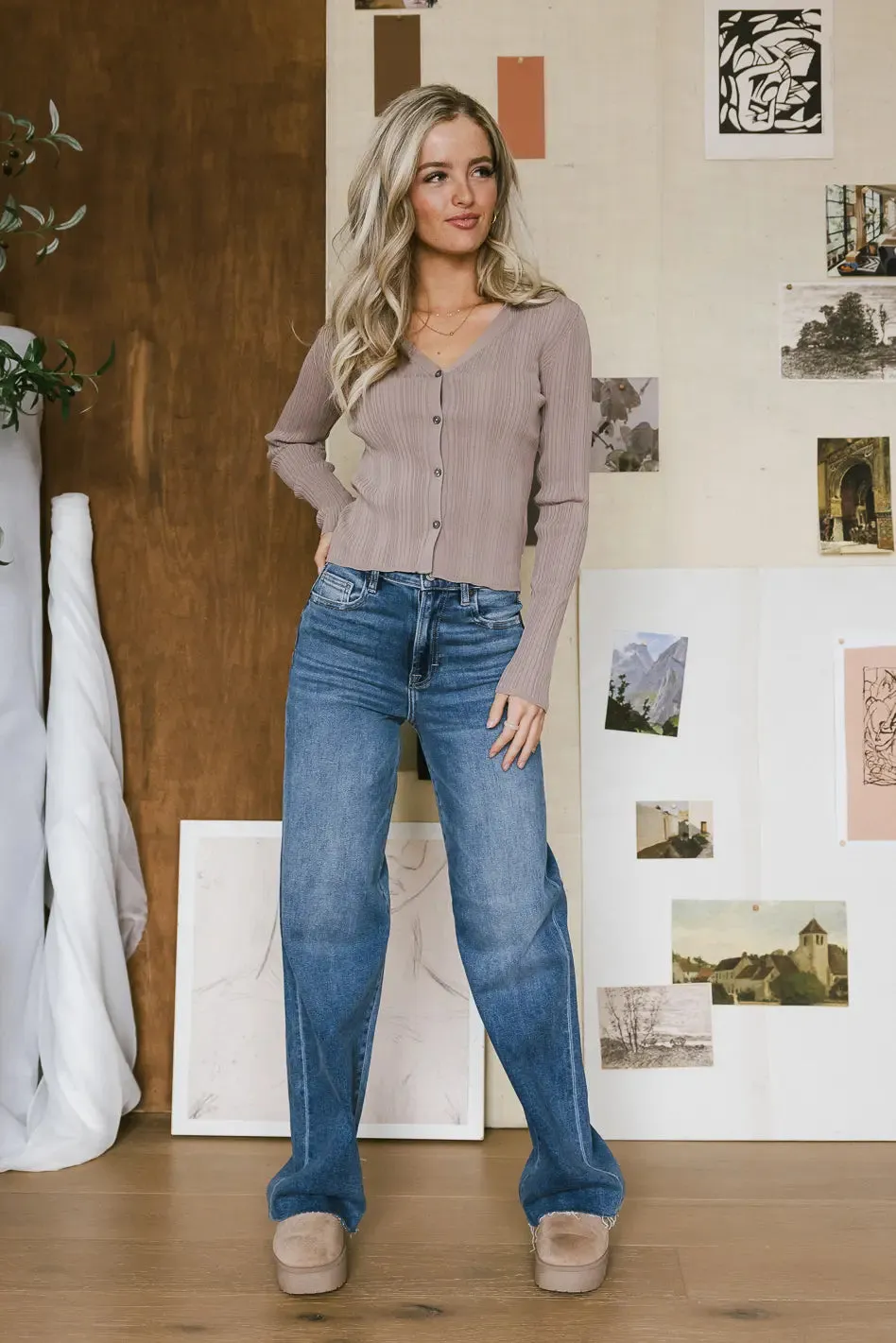 Lucia Ribbed Top in Taupe sold by bohme product image thumbnail 4