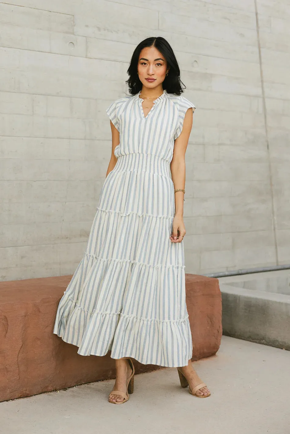 Claire Striped Maxi Dress in Blue - FINAL SALE sold by bohme product image thumbnail 5