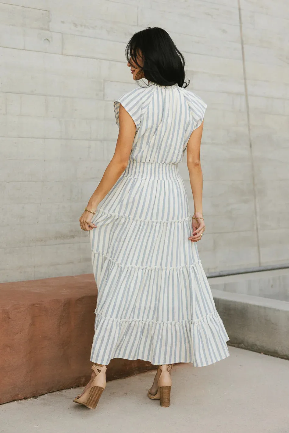 Claire Striped Maxi Dress in Blue - FINAL SALE sold by bohme product image thumbnail 2