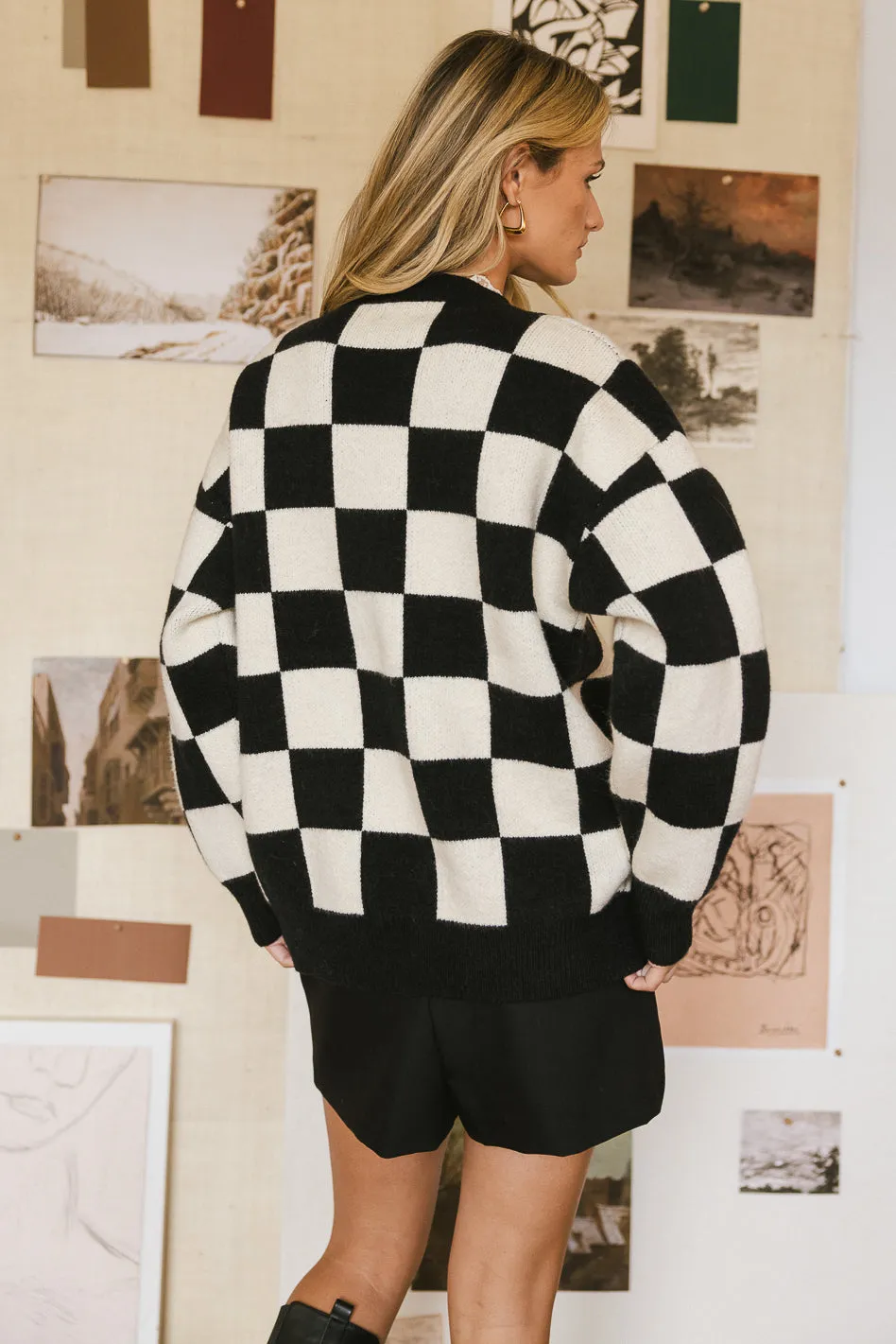 Angela Checkered Sweater in Black sold by bohme product image thumbnail 5