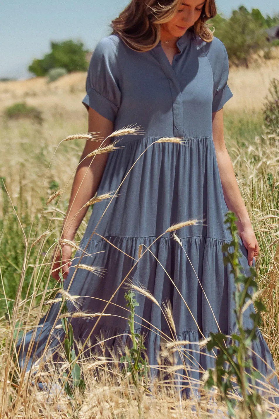 Amanda Tiered Dress in Slate Blue sold by bohme product image thumbnail 5