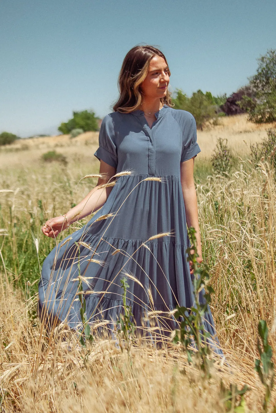 Amanda Tiered Dress in Slate Blue sold by bohme product image thumbnail 4