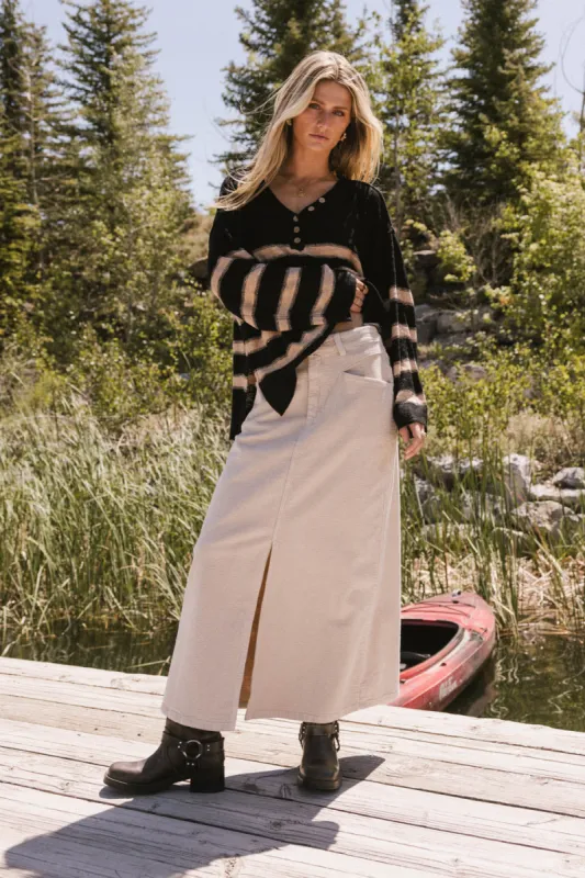 Gracia Striped Sweater Top in Black sold by bohme