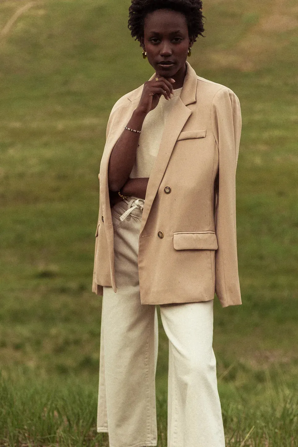 Romaine Blazer in Taupe - FINAL SALE sold by bohme