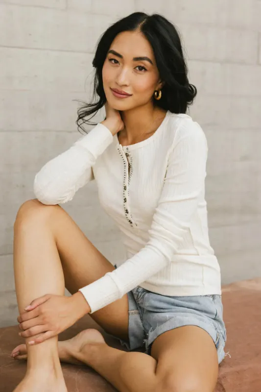 Emmilianne Ribbed Top in Cream sold by bohme