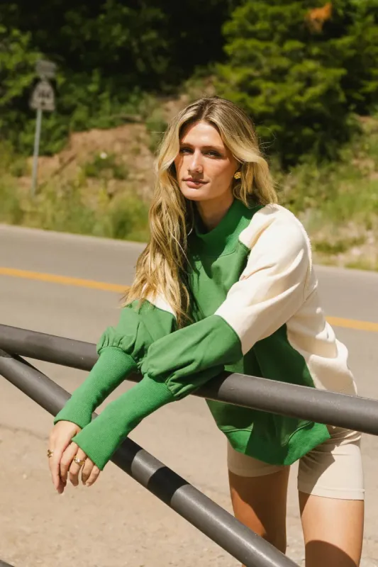 Drew Colorblock Sweatshirt in Green - FINAL SALE sold by bohme