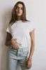 Marley Mock Neck Tee in White sold by bohme