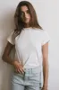 Marley Mock Neck Tee in White sold by bohme