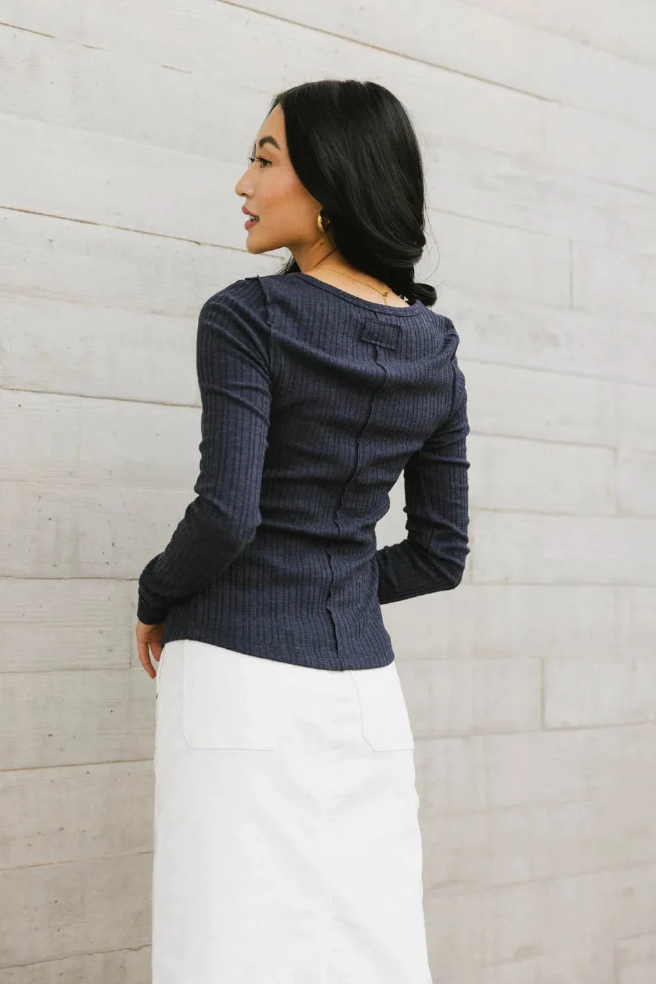 Emmilianne Ribbed Top in Navy - FINAL SALE sold by bohme product image thumbnail 4
