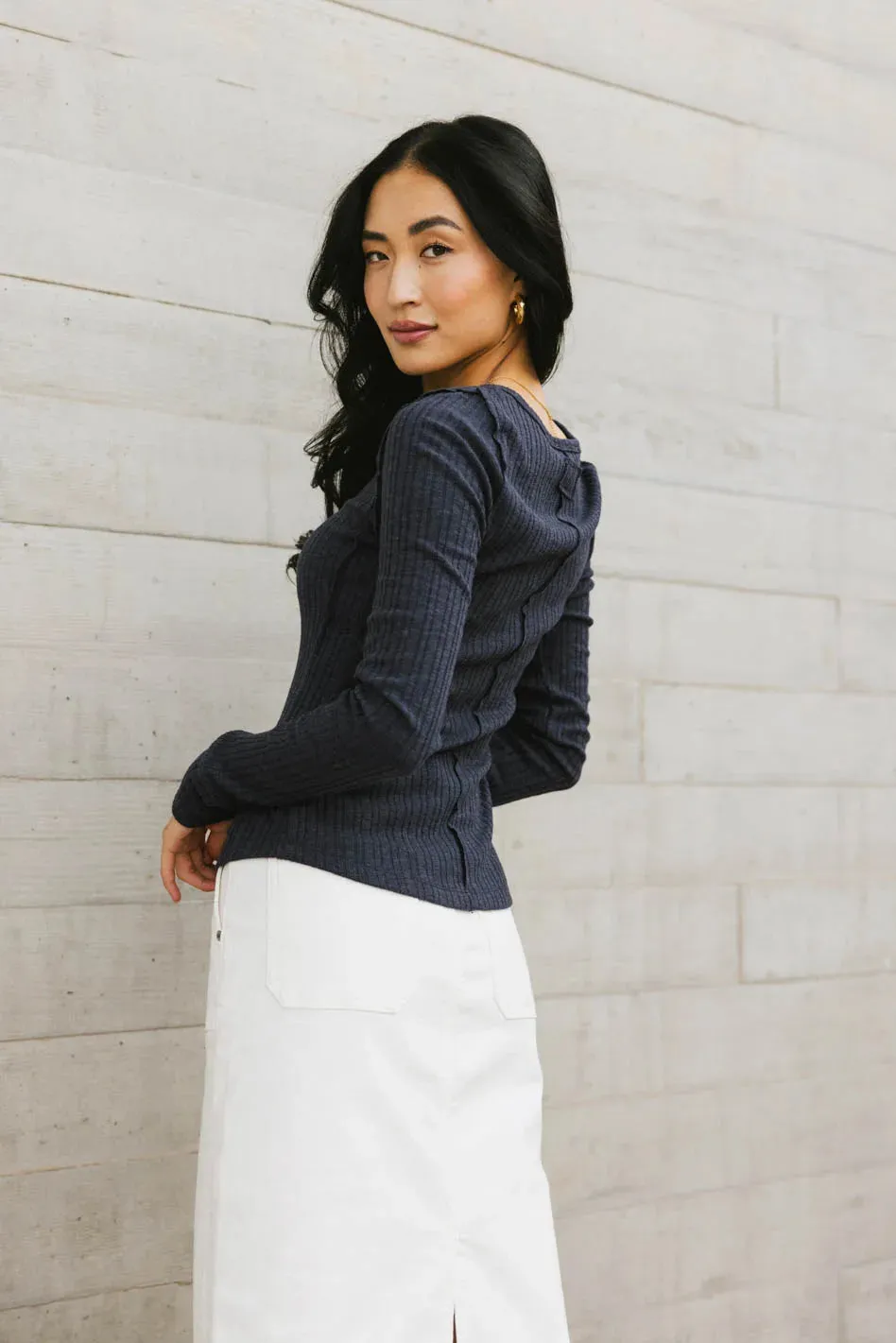 Emmilianne Ribbed Top in Navy - FINAL SALE sold by bohme product image thumbnail 2