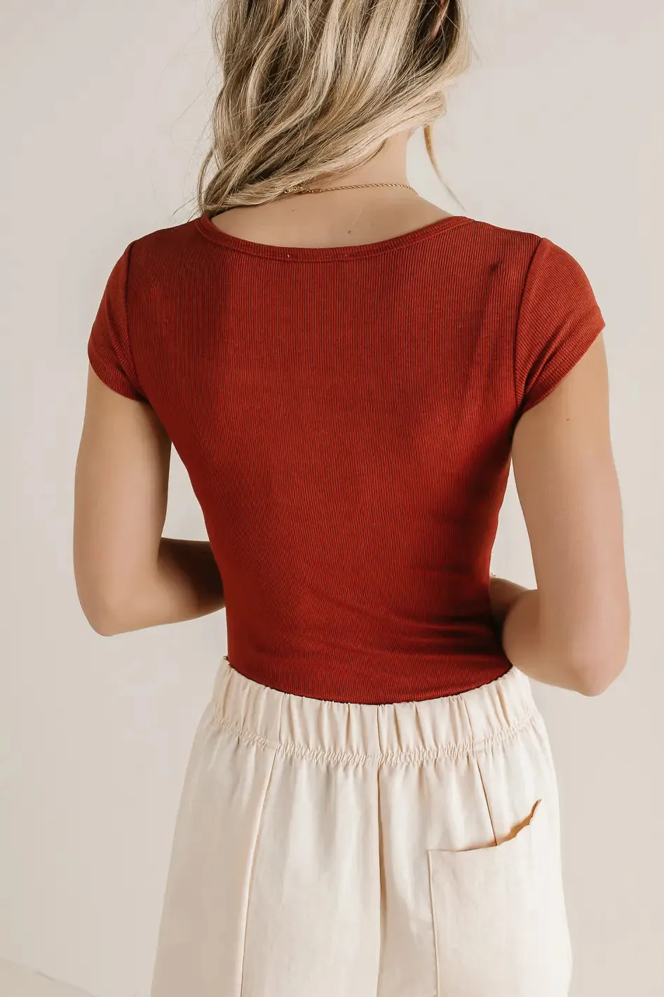 Clara Square Neck Bodysuit in Rust - FINAL SALE sold by bohme product image thumbnail 5