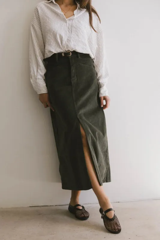 Sambria Corduroy Skirt in Olive - FINAL SALE sold by bohme
