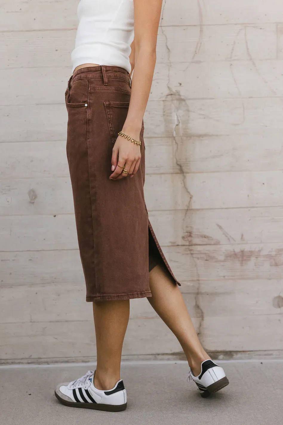 Jordan Denim Skirt in Brown - FINAL SALE sold by bohme product image thumbnail 4