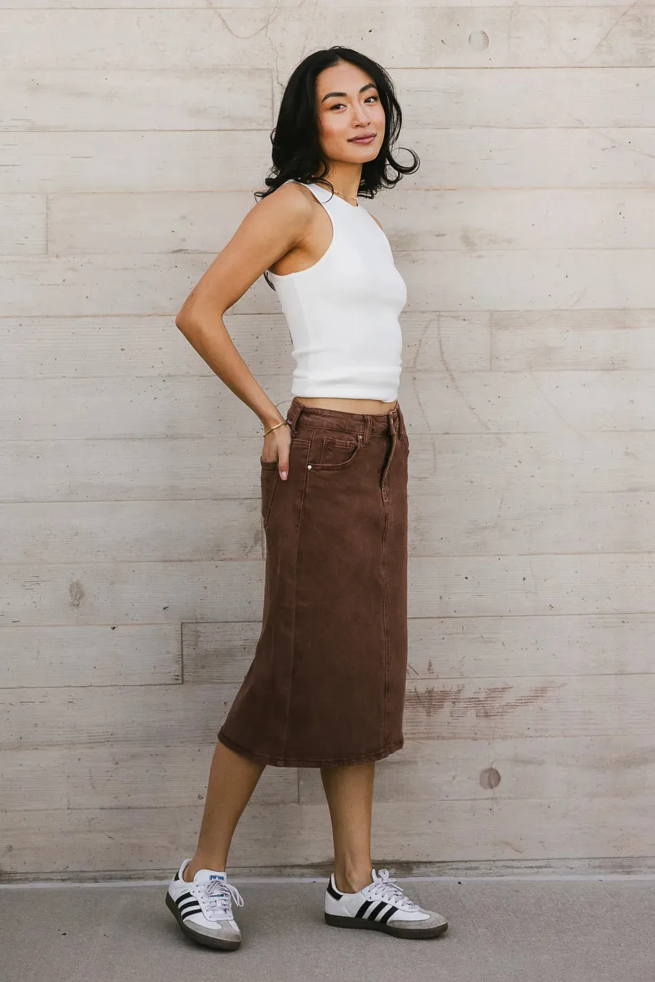 Jordan Denim Skirt in Brown - FINAL SALE sold by bohme product image thumbnail 5
