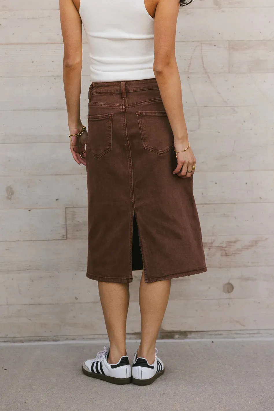 Jordan Denim Skirt in Brown - FINAL SALE sold by bohme product image thumbnail 3