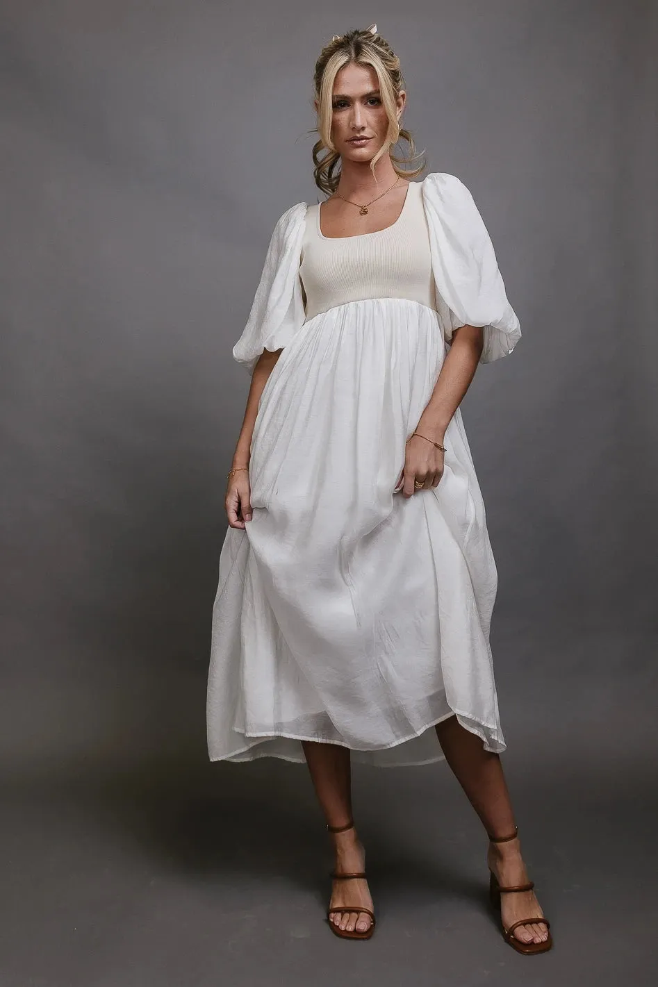 Juliet Puff Sleeve Dress in Natural sold by bohme product image thumbnail 5